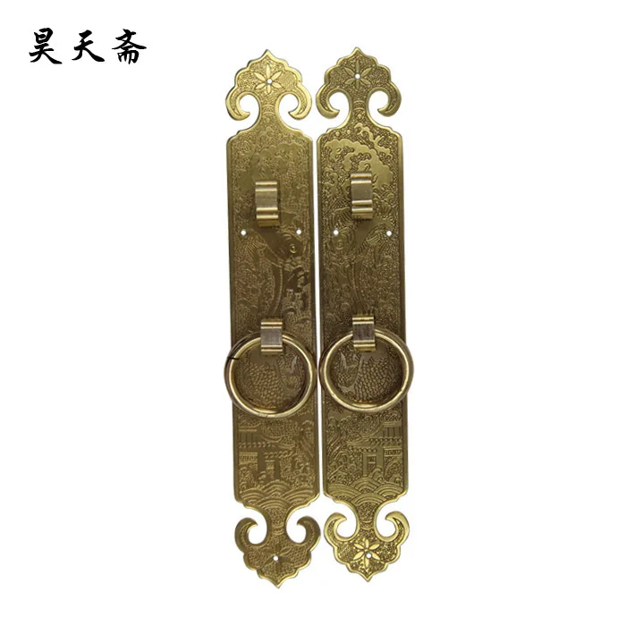 [Haotian vegetarian] HTC-117 Chinese antique copper door door handle fish big splash models