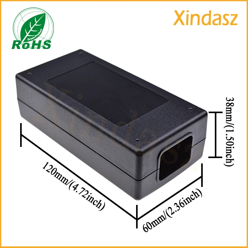 2pcs/Lot 120*60*38mm Black Plastic Outlet box electronic enclosure plastic case enclosure box abs