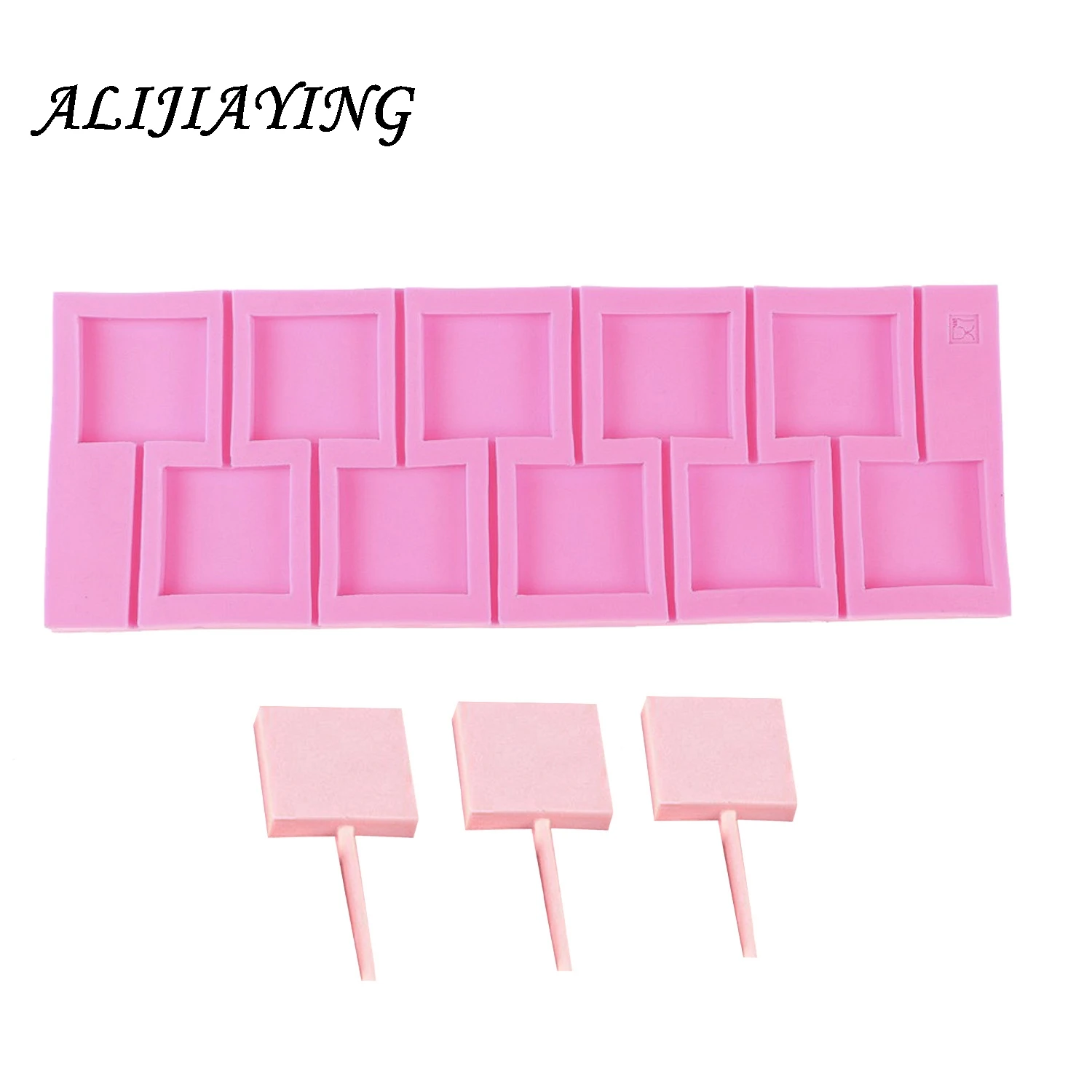1Pcs 3D Square Lollipop Mold DIY Fondant Cake Round Shaped Silicone Bakeware Kitchen Dining Bar Home Party D0458