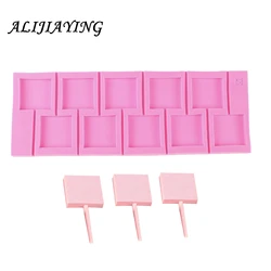 1Pcs 3D Square Lollipop Mold DIY Fondant Cake Round Shaped Silicone Bakeware Kitchen Dining Bar Home Party D0458