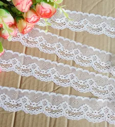 Width 40mm 15yards white Embroidered Net Lace Trim fabric Garment ribbon headband wedding party decoration DIY Accessorie #728