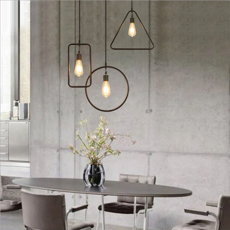 Retro Style Geometric Nordic Pendant Light Lamp Creative restaurant Bar Simple Chinese Dining Table Pendant Lighting Fixtures