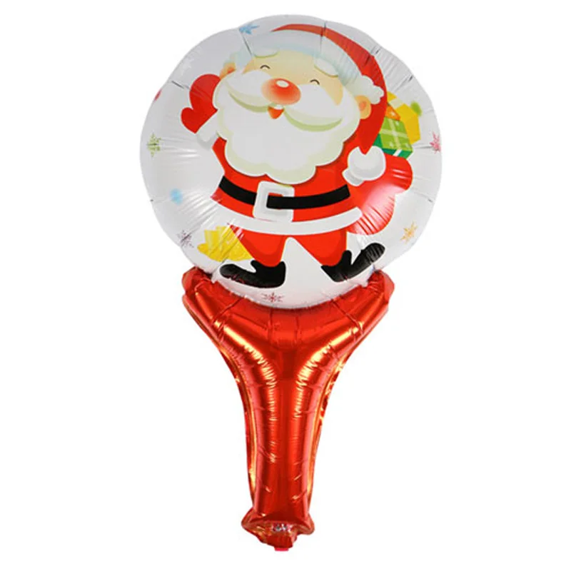 1 Pcs Christmas Series Cartoon Santa Claus Snowman Handheld Wand Shape Foil Balloons Fun Air Filled Toys Party Decoration