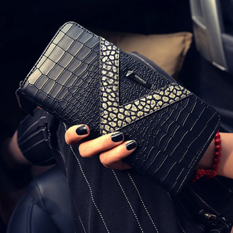 

New Women Wallet Best Phone Long Zipper Wallet Large Capacity Crocodile Pattern Women's Wallet Clutch Bag Portefeuille Femme 182