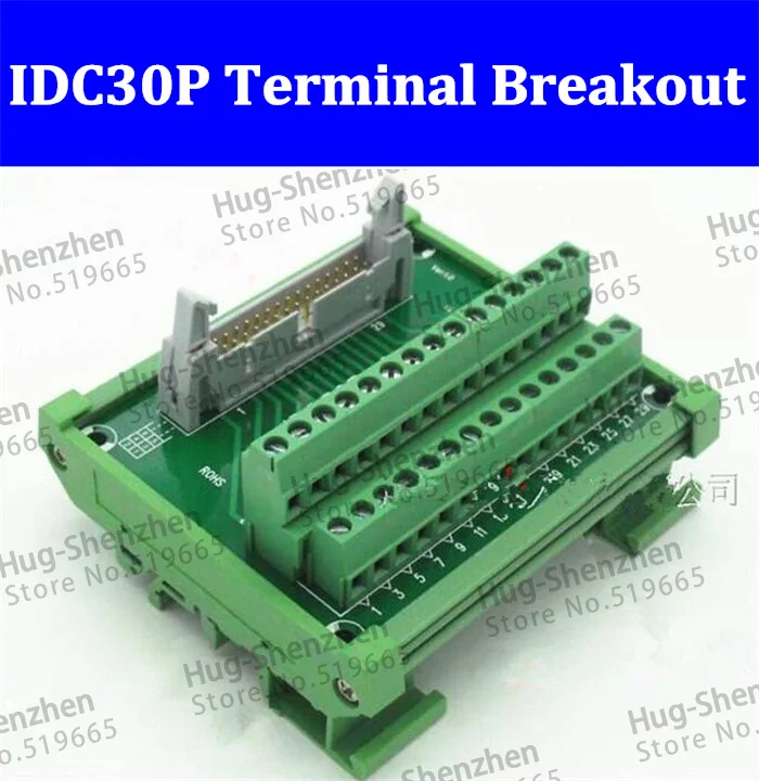 

IDC30P IDC 30 Pin Male Connector to 30P Terminal Block Breakout Board Adapter PLC Relay Terminals DIN Rail Mounting Shell--5pcs