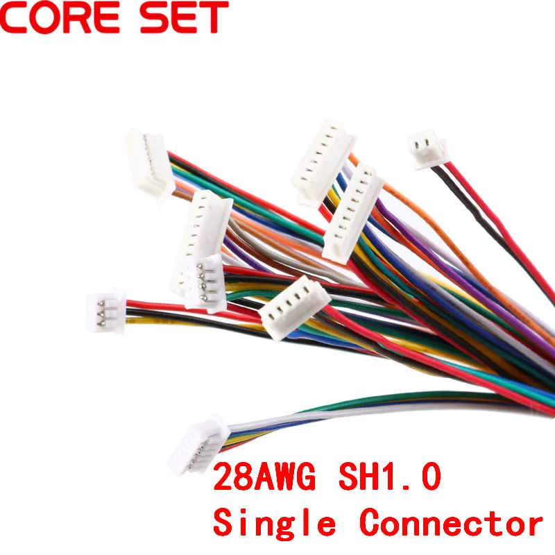 5Pcs SH 1.0 Wire Cable Connector DIY SH1.0 JST 2/3/4/5/6/7/8/9/10 Pin Electronic Line Single Connect Terminal Plug 28AWG 10cm