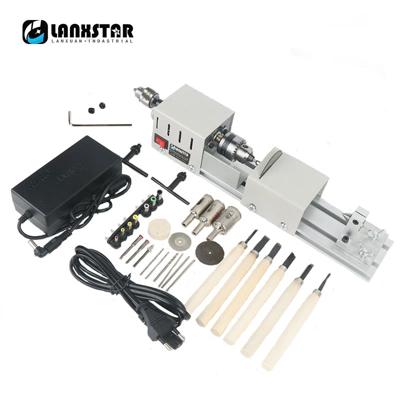 Woodworking Lathe Manual Mini Lathe DIY Woodworking Beads Machine Polishing and Cutting Multi-Function Bracelet Puncher Set