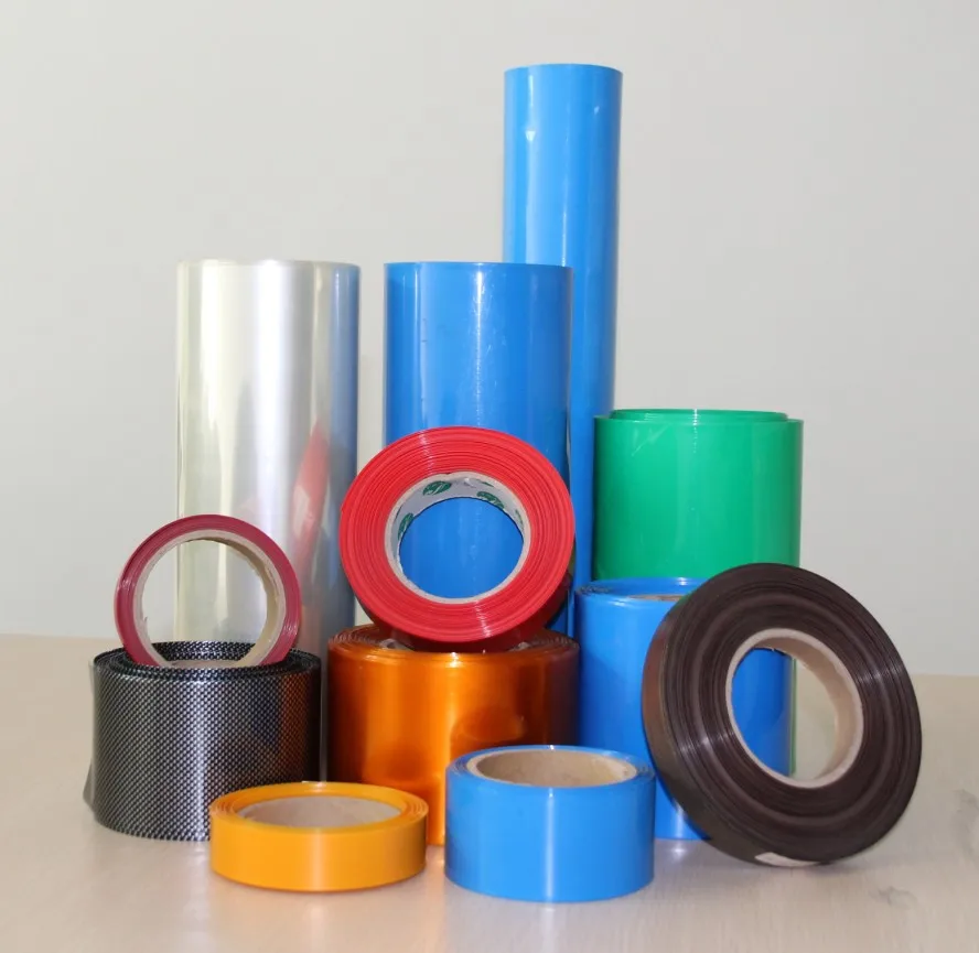 flattening width 40mm thickness 0.05mm transparent black blue white many color pvc heat shrink tube cartridge battery crust