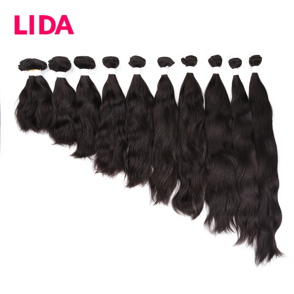 LIDA-mechones de cabello humano brasileño Remy, extensiones de cabello Natural ondulado, 3 unidades