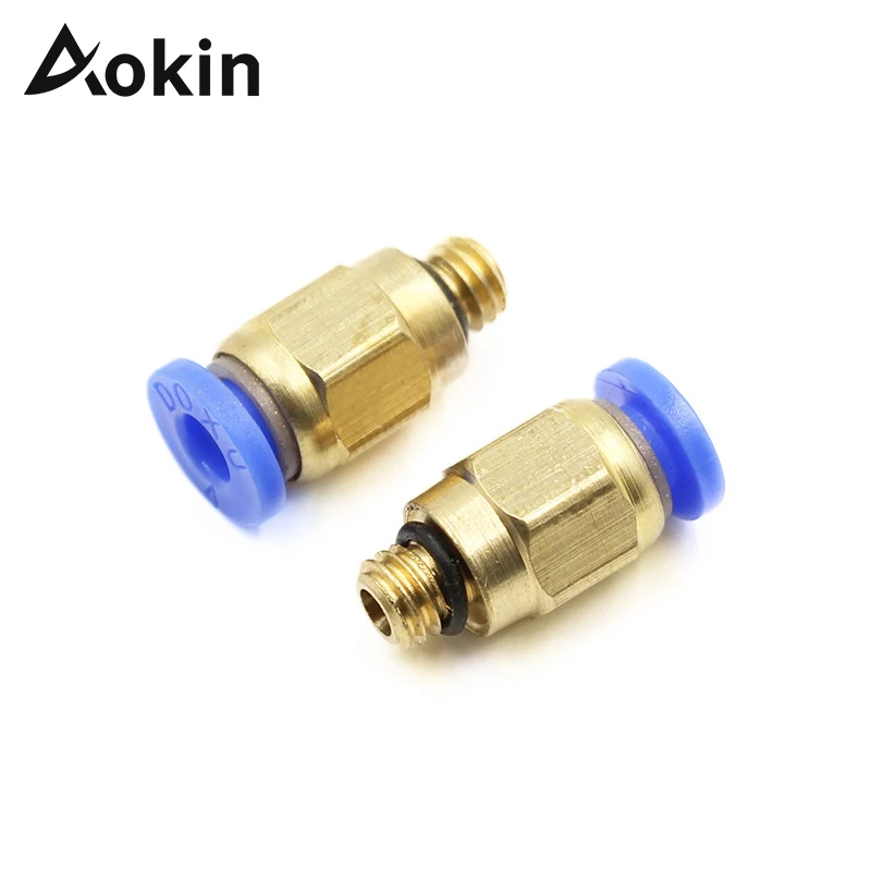 

Aokin 10pcs PC4-M6 Pneumatic Straight Connector Brass Part For MK8 OD 4mm 2mm Tube Filament M6 Feed Fitting Coupler 3D Printers