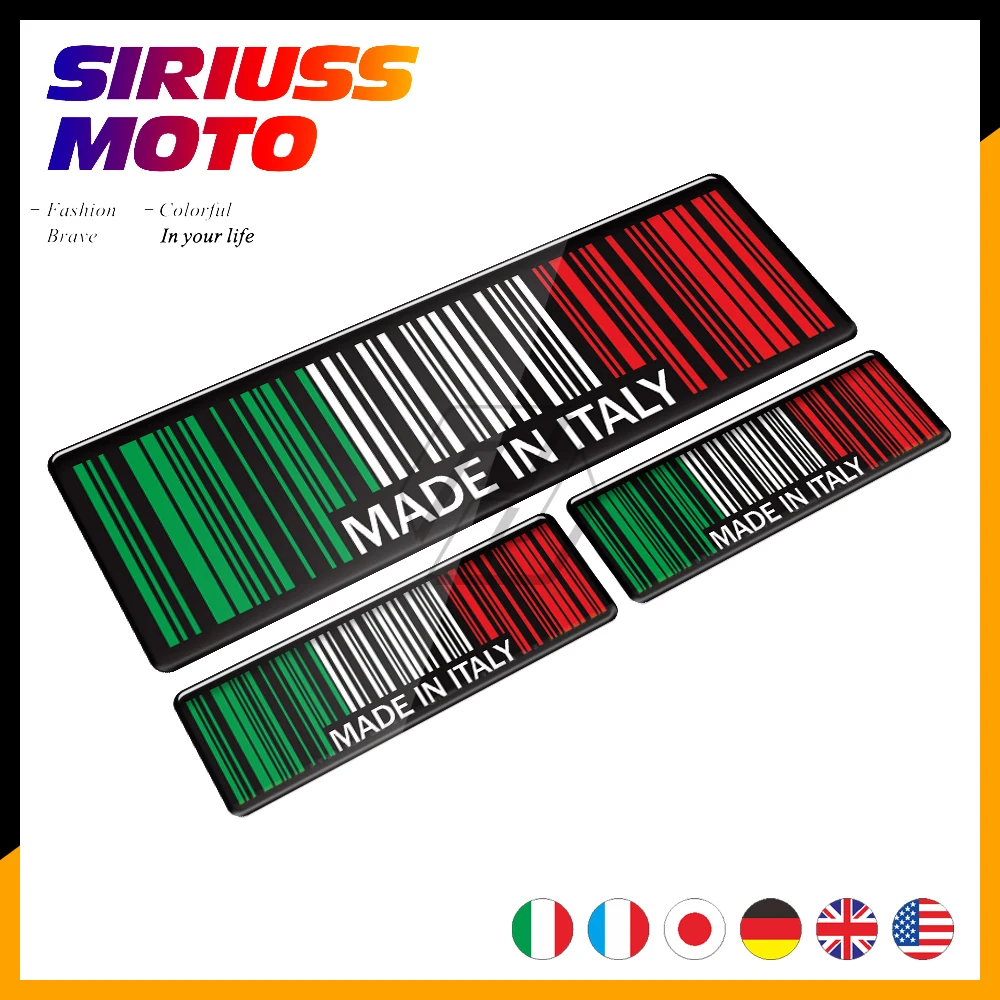 High Quality 3D Bar Code Sticker Made In Italy Motorcycle Tank Pad Decal Case for Honda Yamaha Suzuki Kawasaki  Vespa Decal