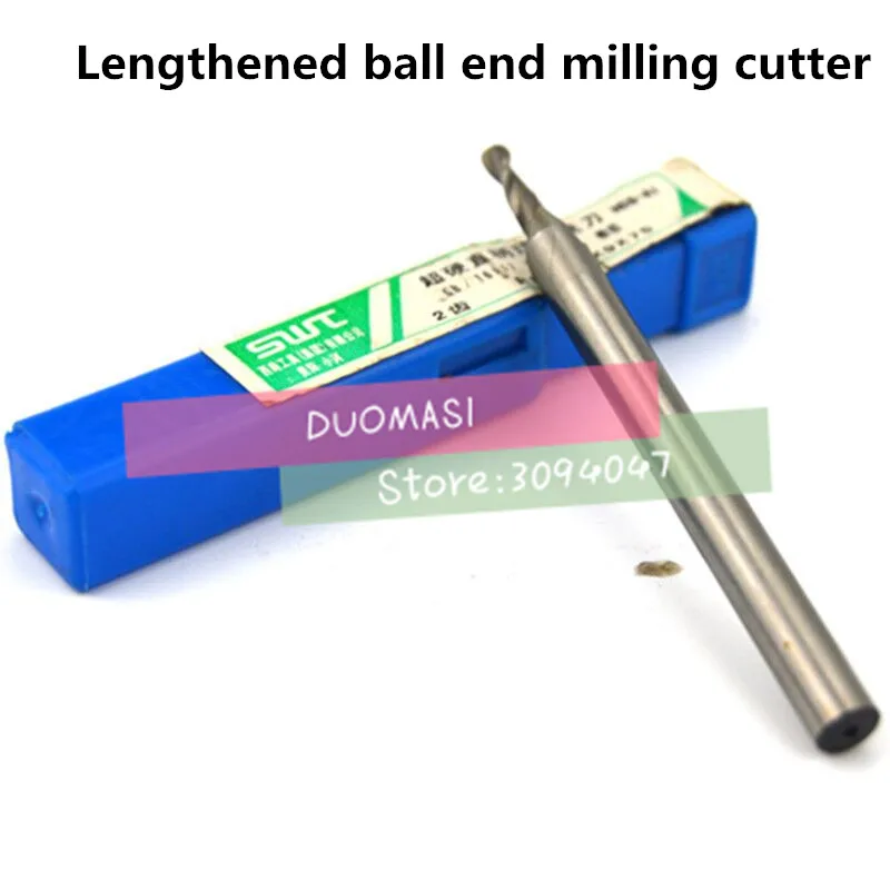 2 STKS verlenging R1.5 * 6*9*75 hoge snelheid staal ball end milling rechte schacht wit staal cutter, R frees