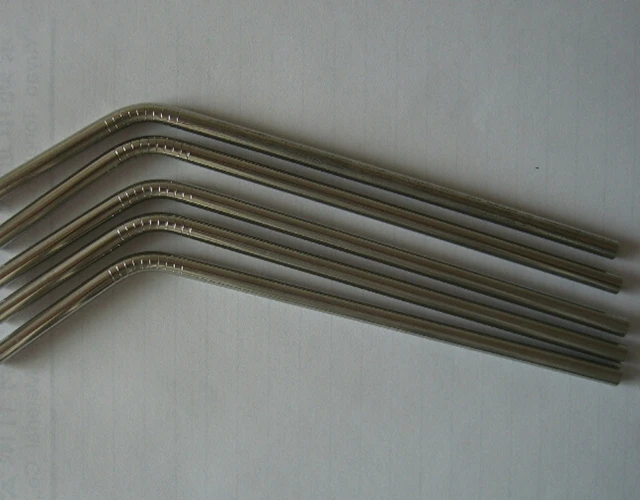 2000pcs/lot 6x0.5x215mm Stainless Steel Straw beer drinking straw 6mm fruit juice straw drinking straw With Slots