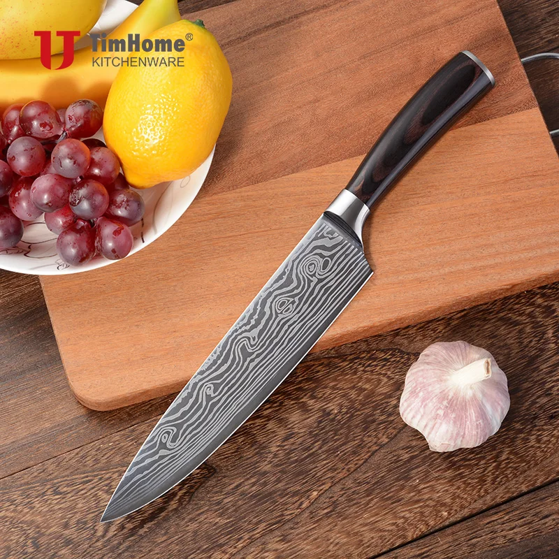 Timhome Japanese Chef Knife 8 Inch Professional 7CR17mov S/S 440A Stainless Steel Kitchen Knives With Pakka Wood Handle