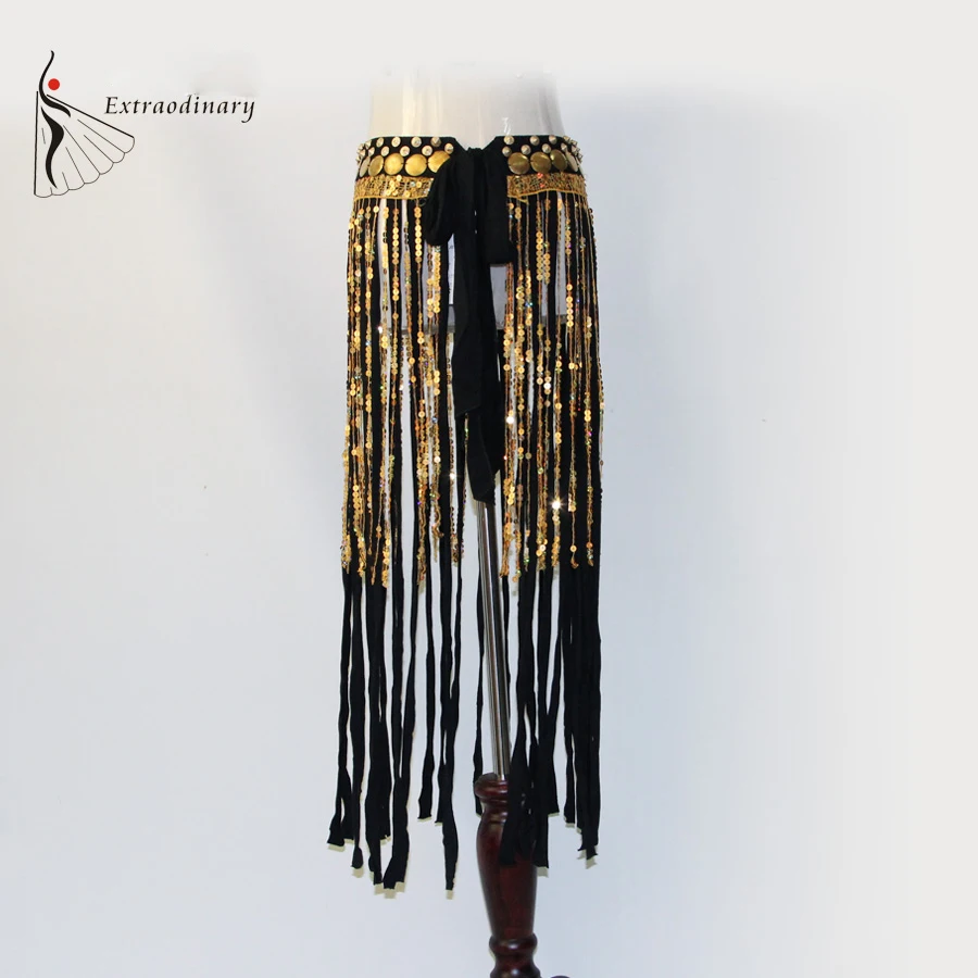 Tribal dance Long Fringe Hip Scarf Belly Dance Coin Belt