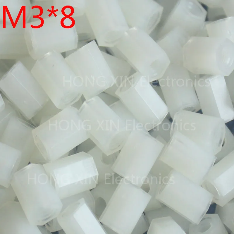 M3*8 8mm 1 pcs white Nylon Hex Female-Female Standoff Spacer Threaded Hexagonal Spacer Standoff Spacer brand new