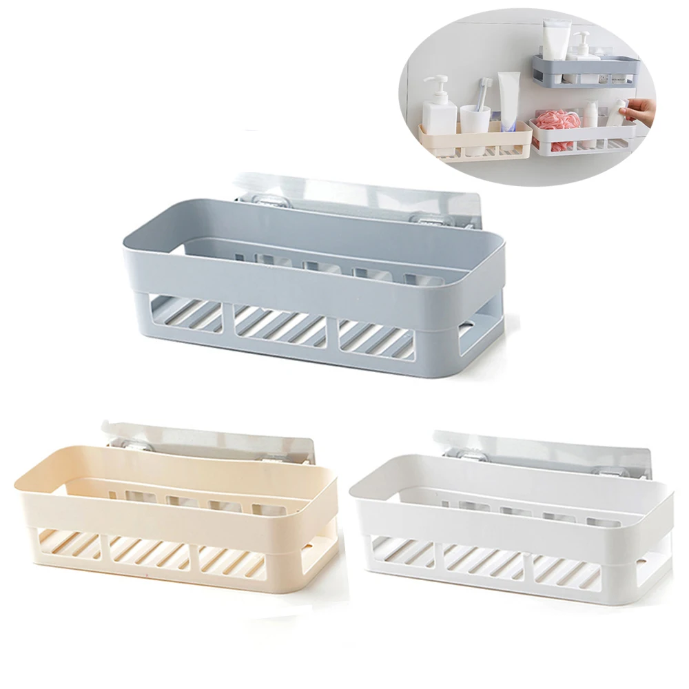 3 Colors Bathroom Shelf Organizer Bathroom Toilet Super Glue Storage Basket Practical Kitchen Bathroom Accessories Wholesale