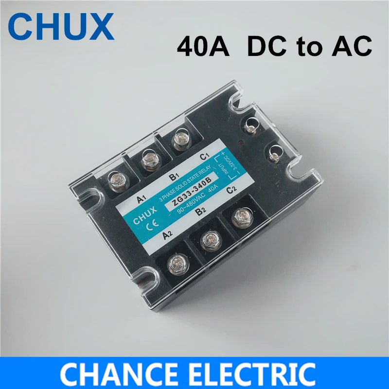 Chux Solid State 40a Module Dc Control Ac Three Phase Solid State Relay Ssr 40a Relay Ssr40 Da (zg33-340b)