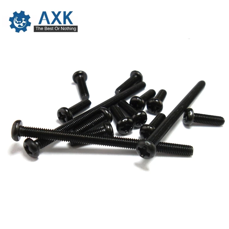 Pan Head Philips Machine Screw 500pcs/lot M3*4/5/6/7/8/10/12/16/20/25/30 Black Phillips Stainless Steel Electrical 1000pcs &