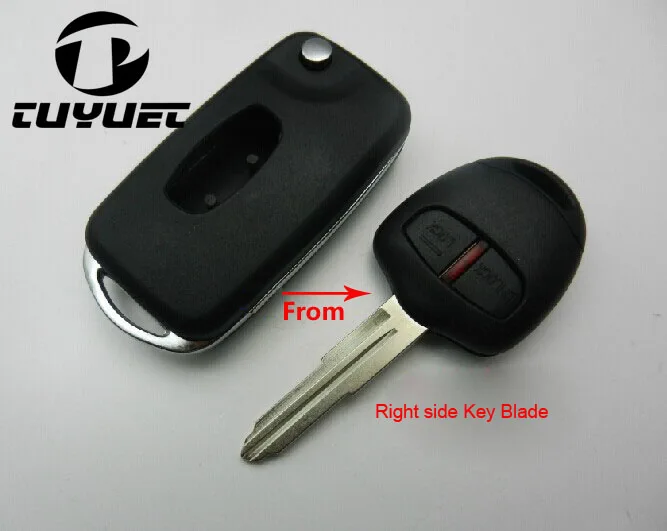 

2 Buttons FOB Car Key Blanks Case For Mitsubishi Outlander Grandis ASX Pajero Modified Flip Remote Key Shell Case Right Blade