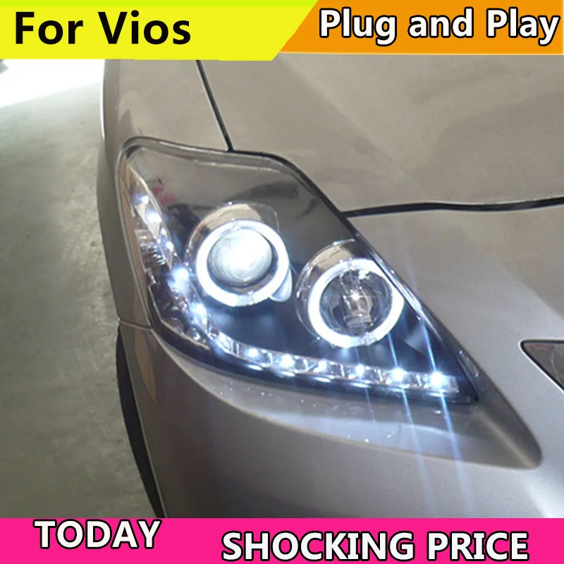 car styling for Toyota Vios led headlights for Yaris Headlight angle eyes headlamp projector lens 2008-2013 Front light