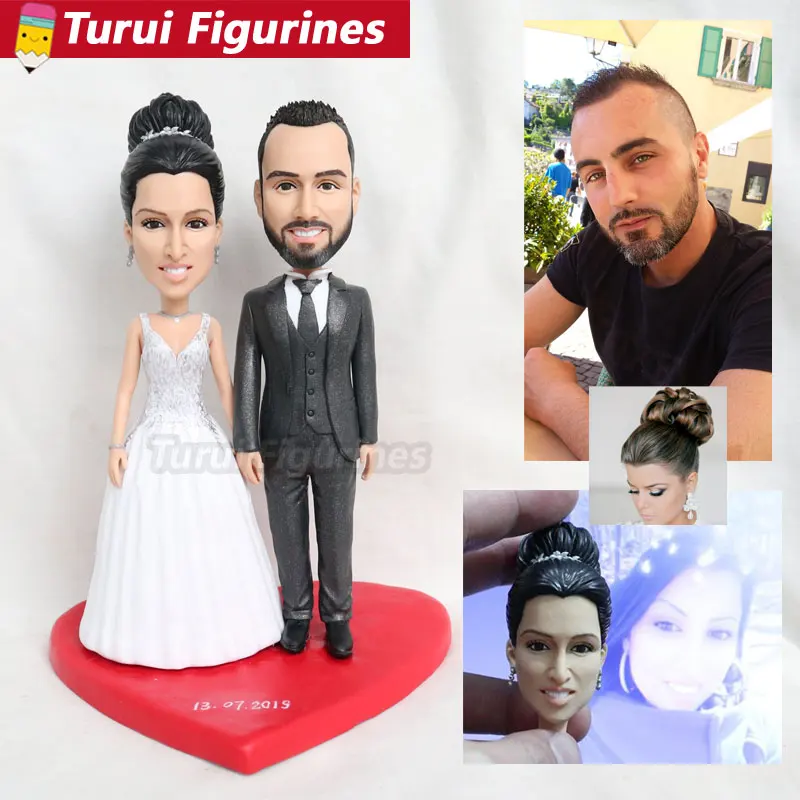 

wedding couple figurine custom bobblehead figure from people face photo handmade valentines day unique gift ideas home decoratio