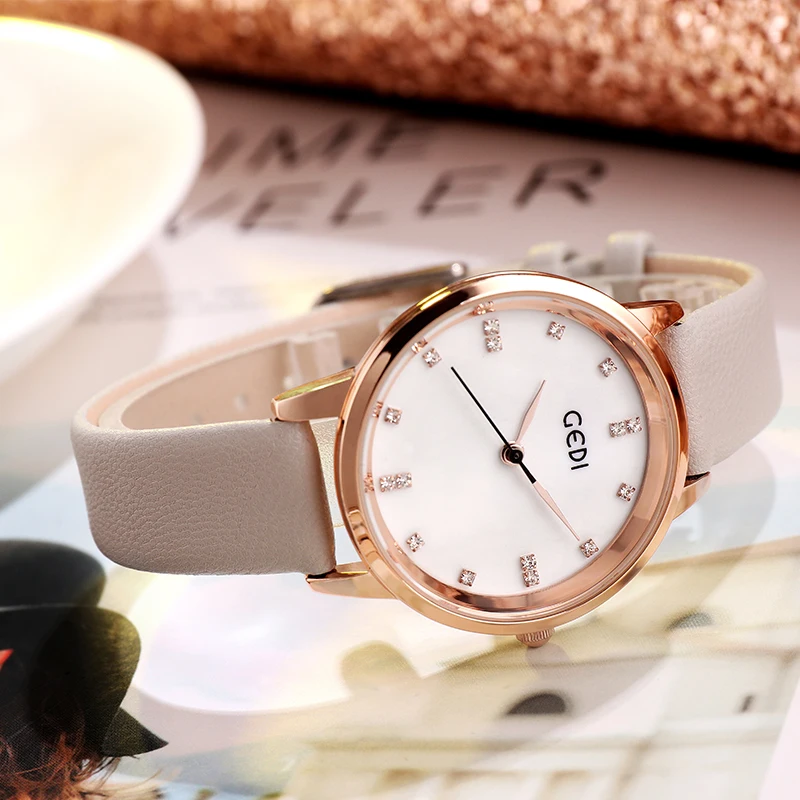 GEDI Orologi di Modo Delle Donne Della Vigilanza 2019 Nuovo Vestito Elegante Della Cinghia di Cuoio Sottile Orologio Da Polso Montre Femme Reloj Mujer Top Delle Signore orologio