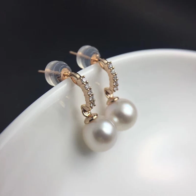 Sinya Natural Southsea Pearls Earring Fashion Design Jewelry  Au750 Gold Diamond Stud Earring for Women Girls Mum New Arrvial