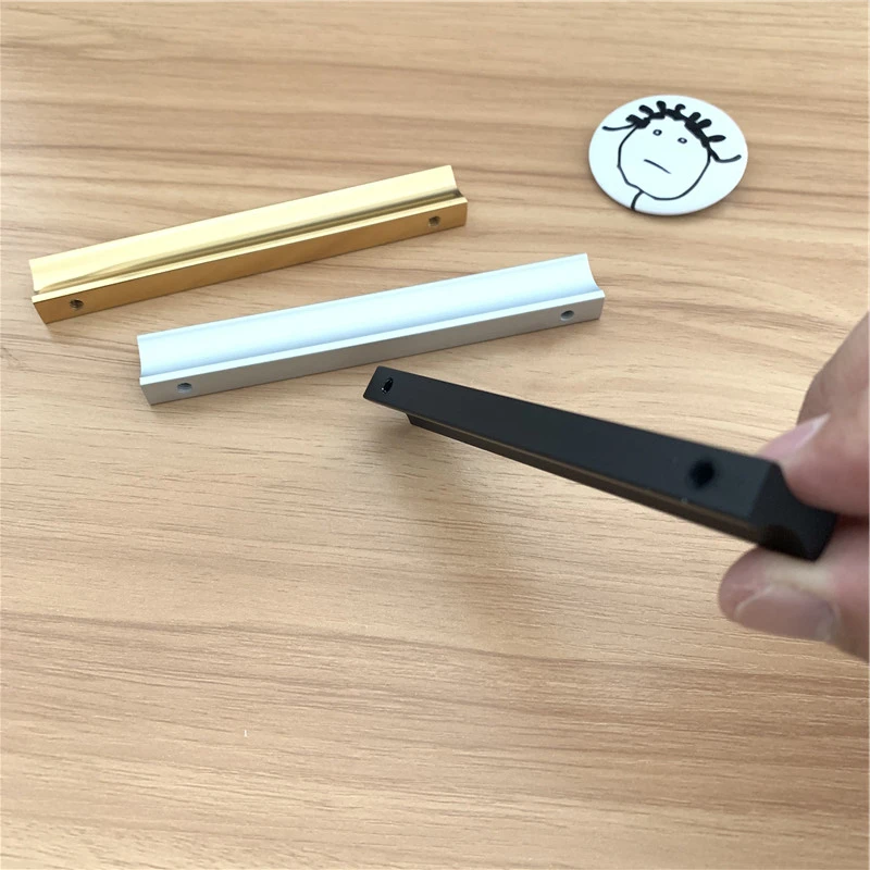 LCH Gold Black Color Aluminium Alloy Flush Pull Drawer Handle Cabinet Handle Drawer Pull Door Knobs 32 64 96 128 256mm