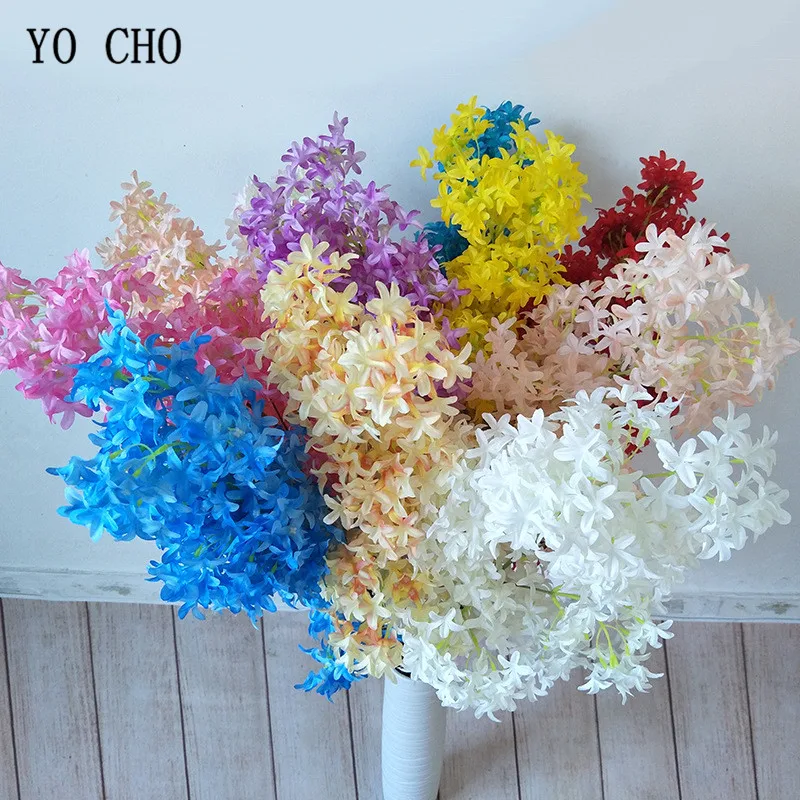 YO CHO Cherry Silk Artificial Flowers  Fake White Flowers  Home Decorations  DIY Wedding Prop  Simulation Flowers  Sakura  1Pc