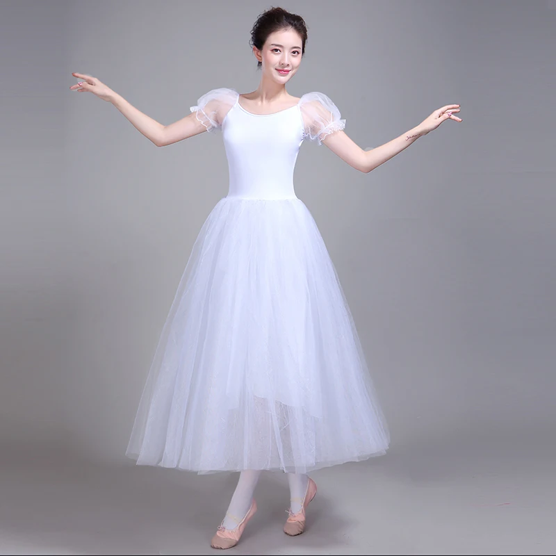 Ballet profissional para mulheres adulto romântico ballet tutu ensaio longo tule prática saia vestido de balé para meninas crianças