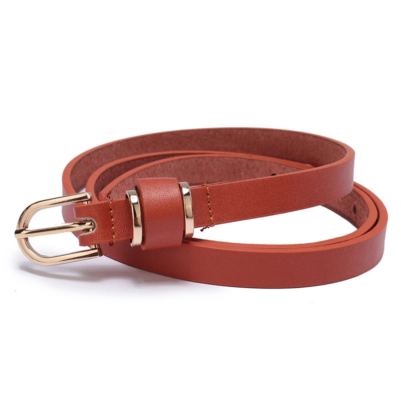 Sabuk Gaun Kulit Solid Skinny Wanita 90Cm Hingga 135Cm Ceinture Femme 10 Warna