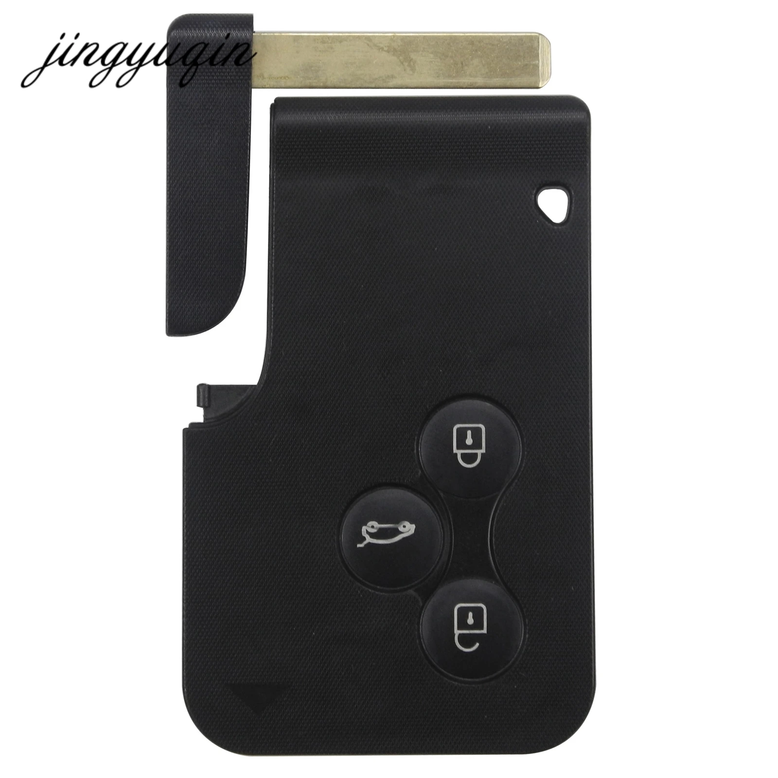 jingyuqin 3 Button Smart Key Card For Renault Clio Logan Megane 2 3 Koleos Scenic Car Key Fob Card Case Shell with Small Key