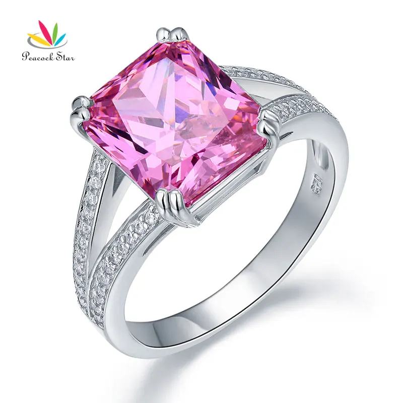 Peacock Star Solid 925 Sterling Silver Luxury Ring Anniversary 6 Carat Fancy Pink Created Diamante CFR8153