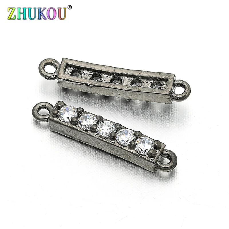 3*16mm Latão Cubic Zirconia Coluna Conectores DIY Jóias Fazer Colar Pulseira, Buraco: 0.8mm, Modelo: VS36