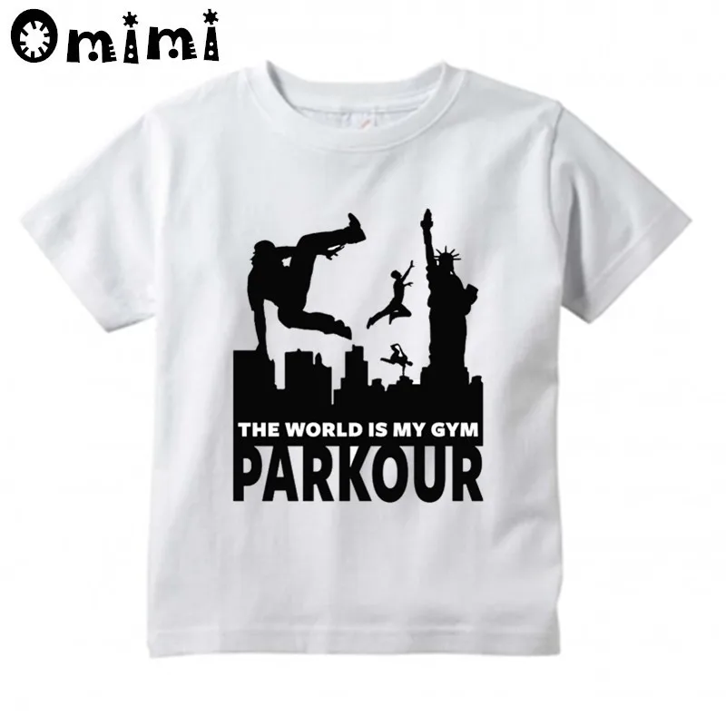 

Kids Parkour Design T Shirt Boys/Girls Great Kawaii Short Sleeve Tops Children's Funny White T-Shirt,ooo6056