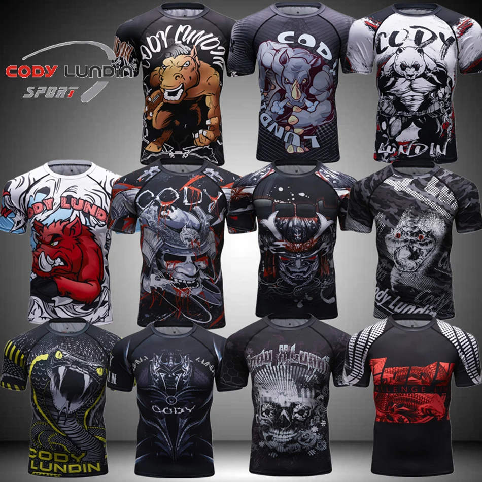 MMA Rashguard bjj Jiu jusit T Shirts Men Muay Thai Mma Gi Kickboxing Shirts Breathable Boxe Fighting MMA Clothing Boxing Jerseys