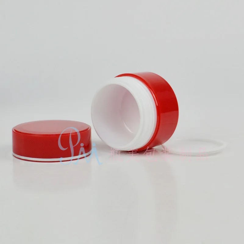

100pcs wholesale 15 g 30g red and white cosmetic jar , hot spot wholesale silver side 15ml and 30ml plastic cream jar