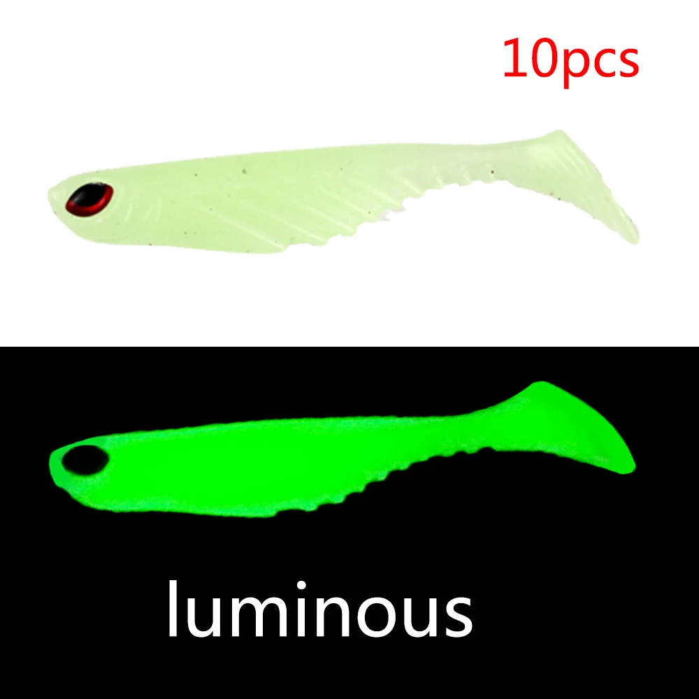 JonStar 10pcs/lot soft lure 7cm/2.9g luminous ripper shad fishing lure silicon bait soft bait for carp fishing bait pike