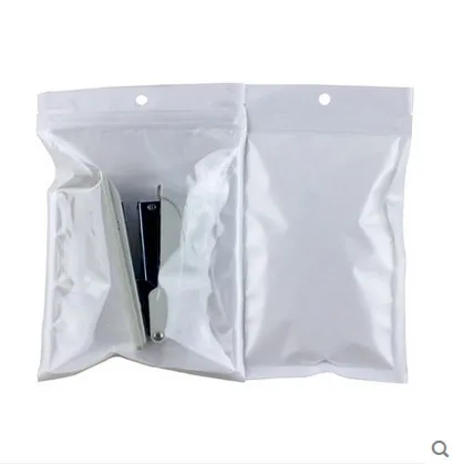 14cm*20cm White / Clear Self Seal Zipper Plastic Retail Packaging Bag, Zip Lock Ziplock Bag Event Package With Hang Hole