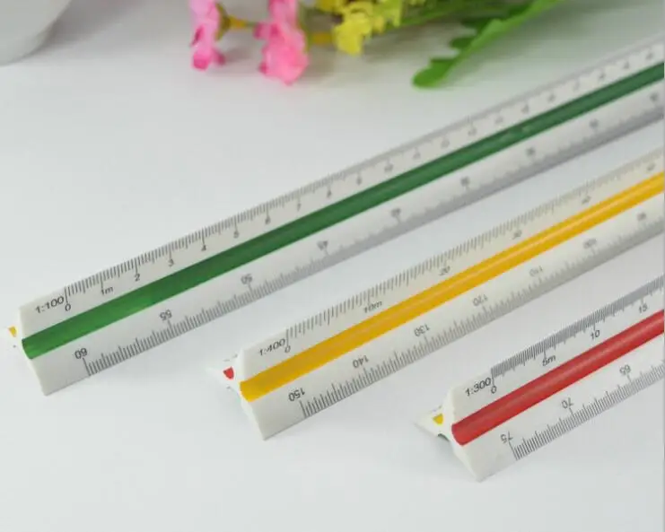Regla de escala triangular de tres ángulos, regla de escala Mitsubishi multiproporción de 30cm, regla de dibujo