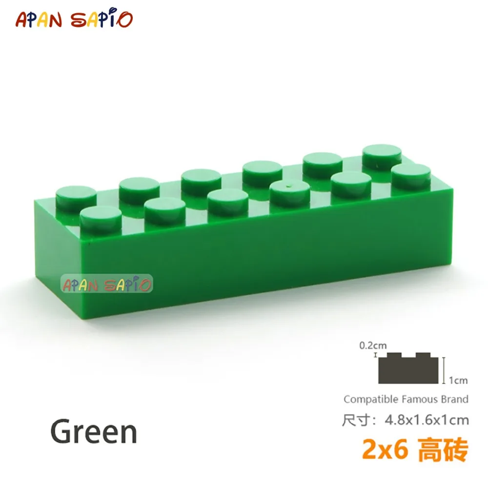 5pcs/lot DIY Blocks Building Bricks Thick 2X6 Educational Assemblage Construction Toys for Children Size Compatible With Brand