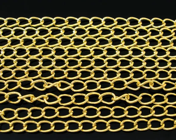 DoreenBeads 10M Gold color Curb Chains Findings 5.5x3.5mm (B05731), yiwu