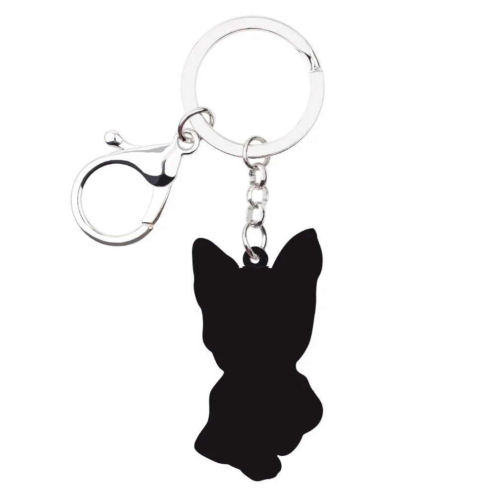 WEVENI Acrylic Anime Cute Yorkshire Terrier Dog Key Chains Keychain Women Girl Female Holder Car Charms Animal Jewelry 2018