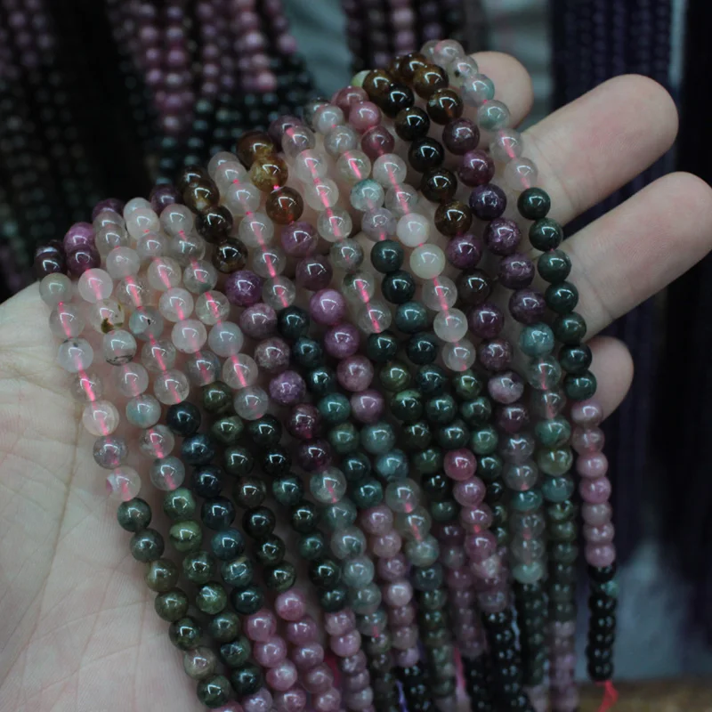 

6mm mixed color tourmaline beads natural stone beads DIY loose beads for jewelry making strand 15 inches wholesale