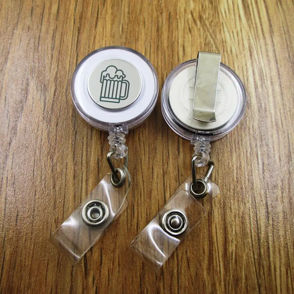 Beer Pint ID Badge Reel for Docter Nurse Teacher Student retractable recoil id badge holder work fun