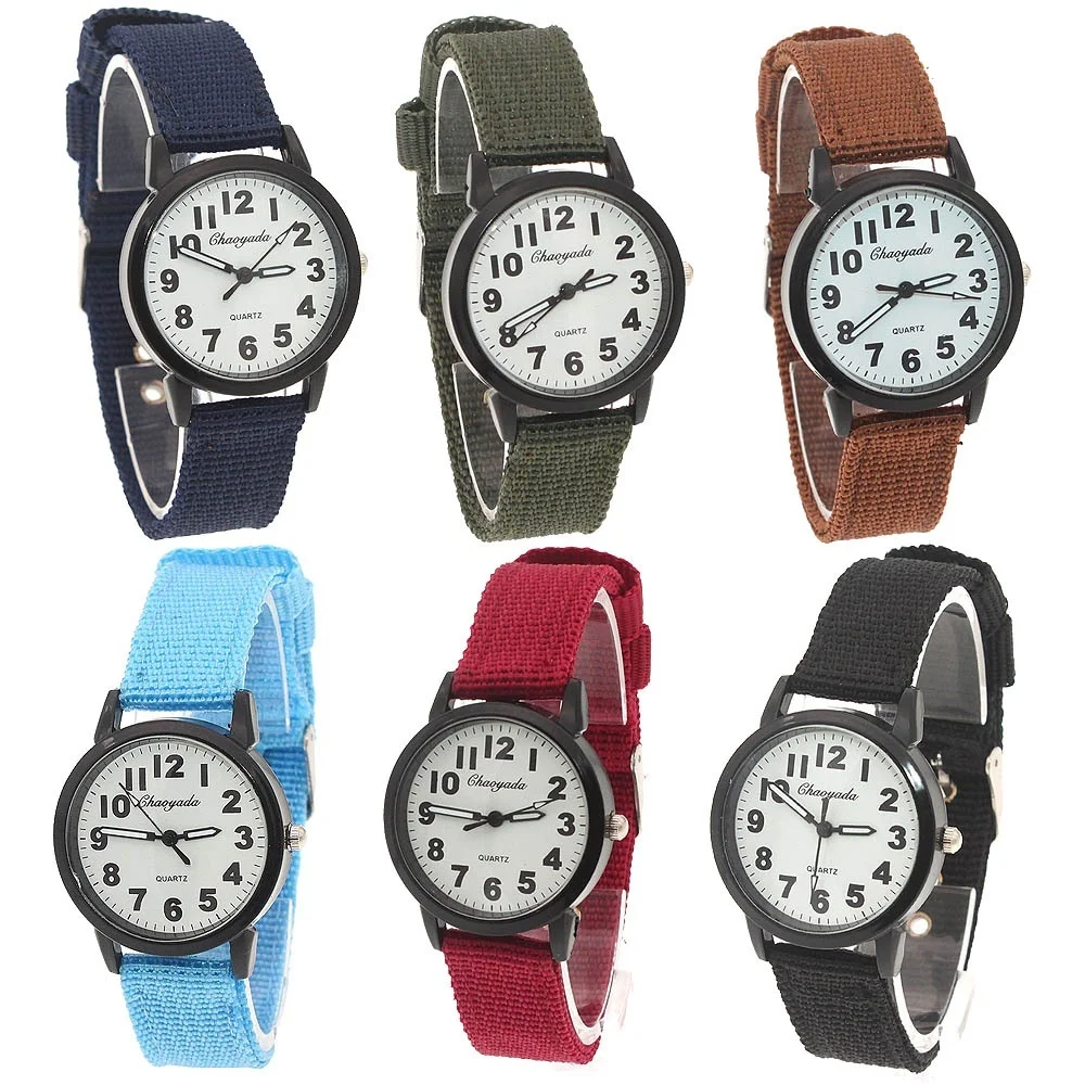 10pcs Mixed Bulk Military Fabric Nylon Band Student Boy Girls Watches Quartz Analog Men Women Quartz Wrist Watches Wholesales