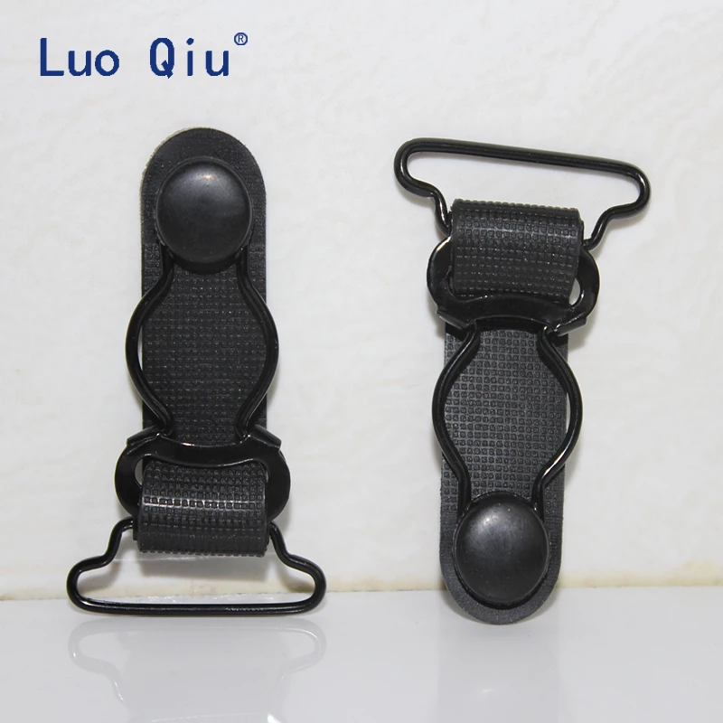 

Luo Qiu 200 pcs/lot 25mm Plastic Black Corset Leg Garter Belt Clip Hooks Suspender Ends Hosiery Stocking Grips suspender clips