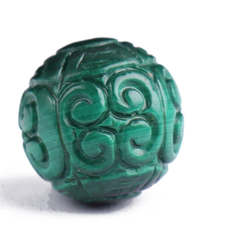 

1PIECE Malachite round carved green 10/12/14/16mm FULL HOLE for DIY jewelry making loose beadsFPPJ wholesale nature