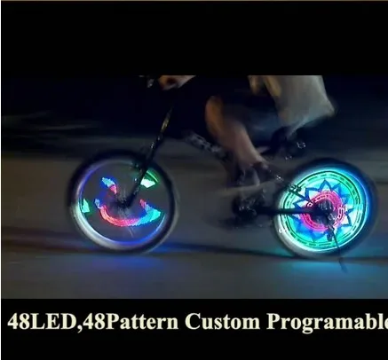 Hot Wheels Bicycle rim lights mountain bike rim light Double-Side display 48 DIY Patterns Rim Lighting RGB Download lovely image